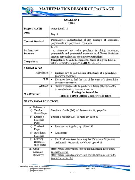MATH Resource Package .
